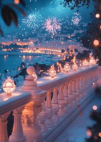 Purple Fireworks Seaside Terrace