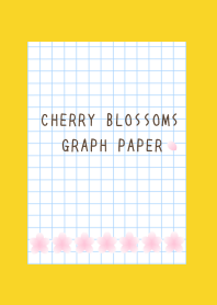 CHERRY BLOSSOMS GRAPH PAPER/YELLOW/RED