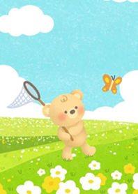 ดอกไม้บานและน้องหมีน่ารัก