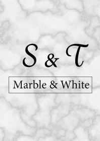 【S&T】イニシャル 大理石モノトーン白