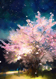 Beautiful night cherry blossoms#938