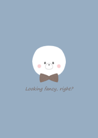 Bichon Frise and ribbon -blue-