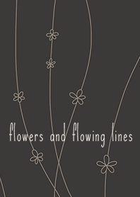 花と流線*ブラック＆ベージュ