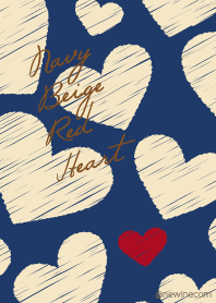 Navy Beige Red Heart