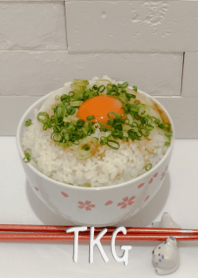 Raw egg on rice