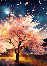Beautiful night cherry blossoms#844