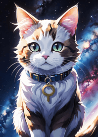 夜の月と星の猫 1e4D5A