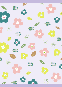 Flowers and leaves on purple