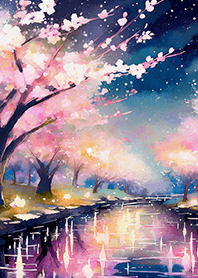 Beautiful night cherry blossoms#1558