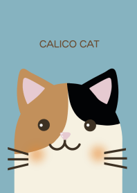 Simple Calico cat / close-up / blue2