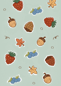 Pinecones & berries ver1 (teal)