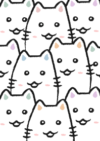 A lot of cute little white cat!