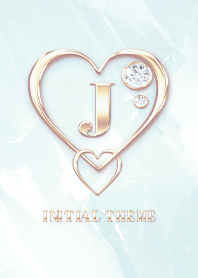 [ J ] Heart Charm & Initial  - Blue 2