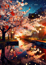 Beautiful night cherry blossoms#867