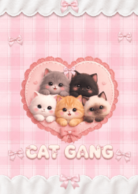 Kawaii Cat Gang In Pink Background (JP)