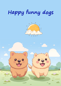 น้องหมาน้อยคู่หูวิ่งเล่นในสวน