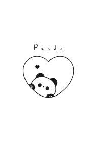 Panda in Heart(line)/wh, black line