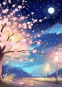 Beautiful night cherry blossoms#806