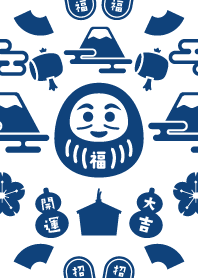 和風&北欧風 開運ダルマ／藍色