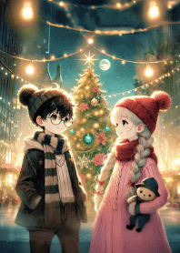 Boy and Girl in Warm Christmas V.2