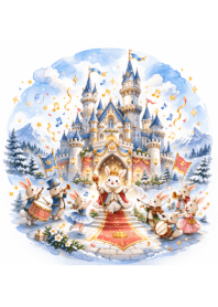 雪景色を彩るうさぎの行進曲