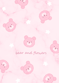 Bear and florets and marble pink11_2