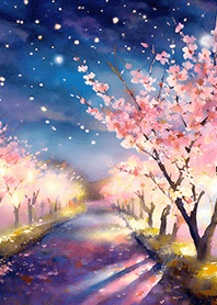 Beautiful night cherry blossoms#397