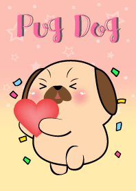 Little  Pug Dog  In Pastel Theme
