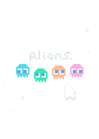 8bit aliens. -white ver