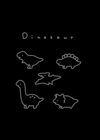 5 semi real dinosaurs/ black, gray line
