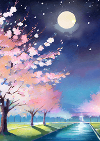 Beautiful night cherry blossoms#107