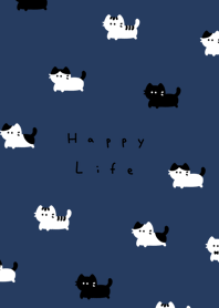 Long Cat pattern NL-navy black.