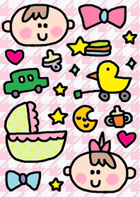 Baby boy & Baby girl x pink Houndstooth