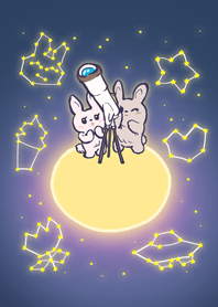 moon stars bunny-Navy blue