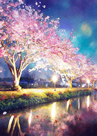 Beautiful night cherry blossoms#471