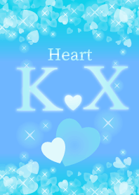 K&Xイニシャル運気UP!幸せのハート青ブルー