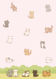 花園裡的貓貓_粉紅1