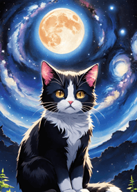 Night Moon Star Cat 44Ce92