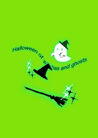 Halloween of witches and ghosts.green