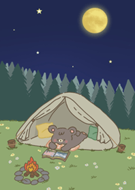 Camping night with cutie bear
