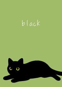 2 black cats on moss green