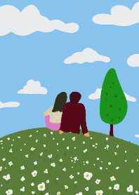 couple in flower field