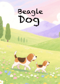 Lovely Beagle Dog in Garden Theme