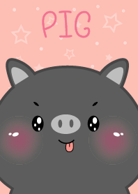Simple Cute Face Blaak  Pig