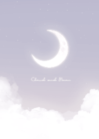 Cloud & Crescent Moon  - Purple Gray 02