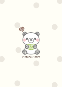 パンダとハート ベージュ ドット