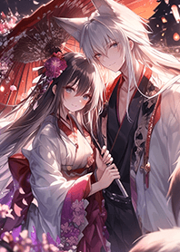 ⭐紅傘下相守的狐耳戀人❤️