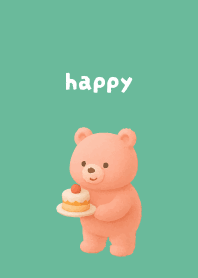 Pink Bear2 on blue green