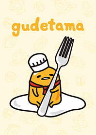 gudetama in a restaurant