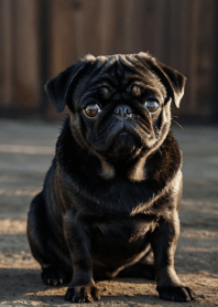 可愛い黒パグの着せ替え